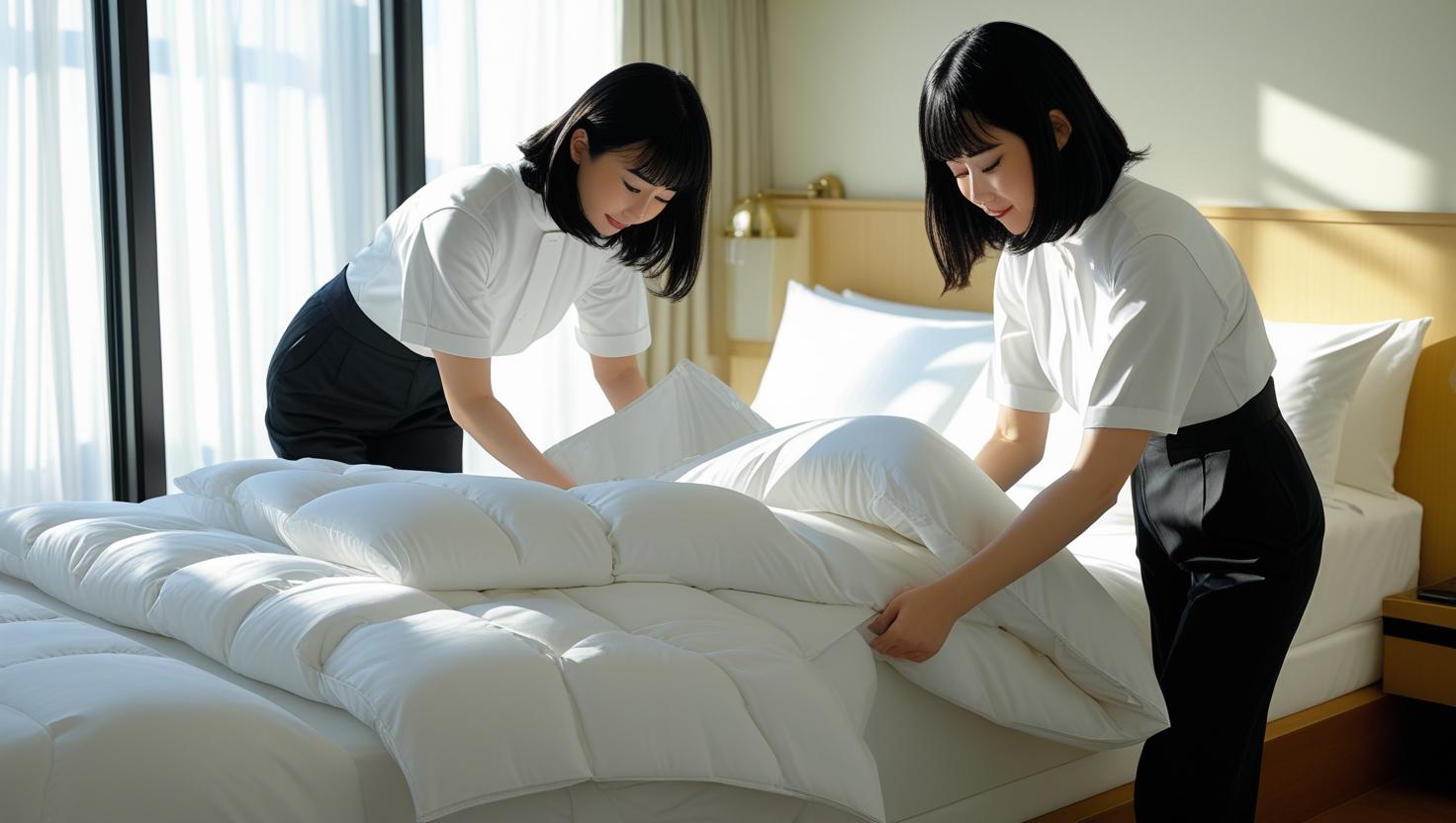 Professional cleaning staff at work